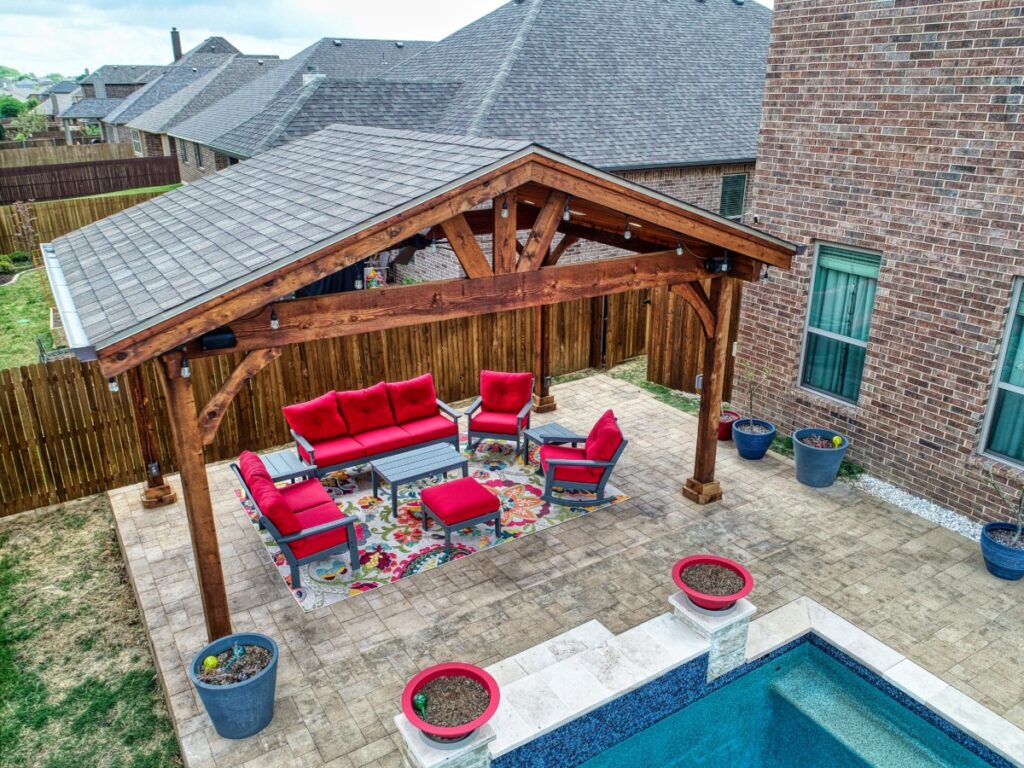 patio cover with outdoor chairs