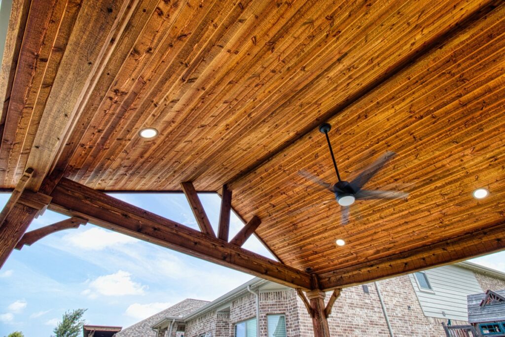 patio cover ceiling with lights