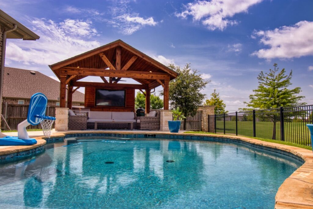 patio cover by the pool